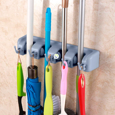 Soporte Traperos y Escobas De Pared Organizador 4 Espacios A04