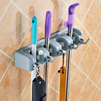 Soporte Traperos y Escobas De Pared Organizador 4 Espacios A04